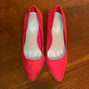 Red suede heels
